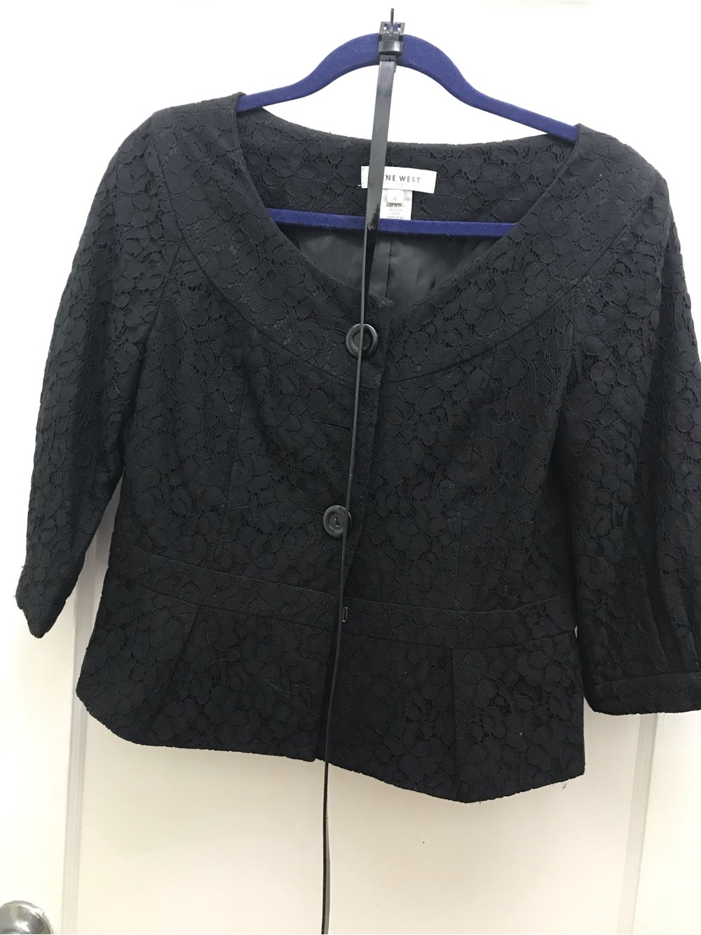 Nine West Black Lace Peplum-Style Blazer